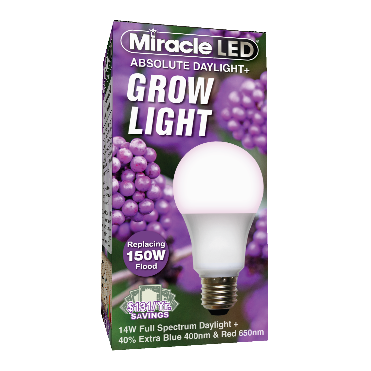 24-Foot MiracleLED 602531 Socket 24ft Corded System Kit with 16 SmokePhonics Blue Spectrum Grow Lights Replacing Two 1000W High Pressure Sodium/Halide Bulbs